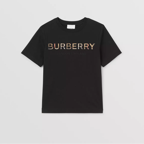 22SS BURBERRY 엠브로이더리 로고 코튼 티셔츠 - 블랙